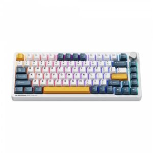Machenike K600-B82W Mechanical Keyboard – 82-Key Gateron Brown Switches Hot-Swappable Volume Knob Wireless/Wired - White