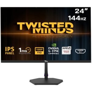 Twisted Minds 24" FHD Flat Gaming Monitor, IPS, 144Hz, 1ms MPRT, Console Ready HDMI 2.1, Nvidia G-SYNC & AMD-SYNC w/ Built-in Speakers