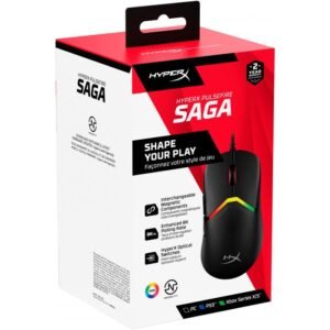 HyperX Pulsefire Saga Lightweight Gaming Mouse Smooth and Snappy HyperX 26K Sensor Enhanced Customization Modular Shell Design Changes NGENUITY Software - Black
