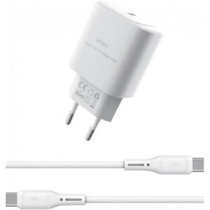 WIWU Wi-G008 30W Essen Series GaN Tech PD Fast Charging Adapter with Type-C to Type, White - 18 Month Warranty