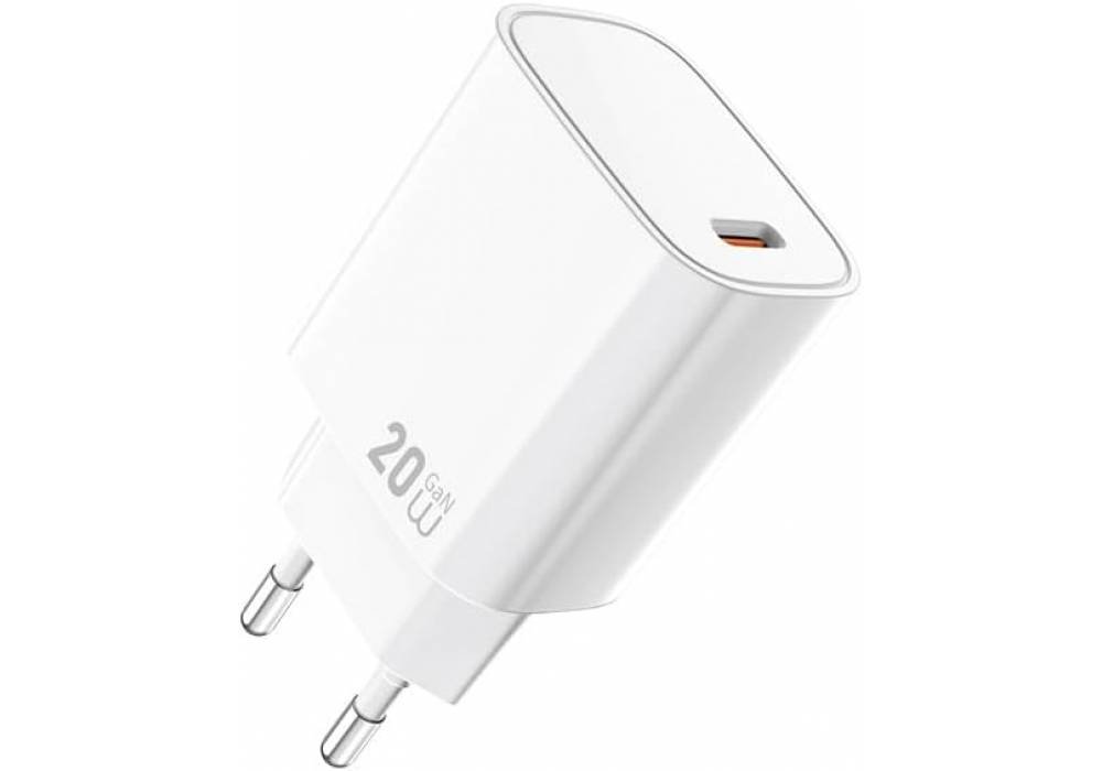 WIWU Wi-G007 20W Essen Series GaN Fast Charger USB-C Wall Adapter White - 18 Month Warranty