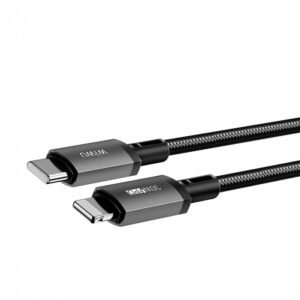 WiWU C056, 30W Aluminum alloy Nylon braided TITAN LINK Series Charging Cable with Type C to IP - Black