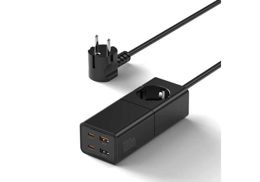 WiWU Wi-S004 Desktop Power Strip 100W GaN Dual USB-C + Dual USB-A Power Strap EU