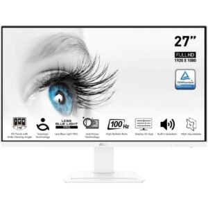 MSI Pro MP273AW 27" FHD 1080p Flat Monitor (White) IPS, 100Hz, 1ms, 106% sRGB w/ Speakers, Compatible With PC Mac PS5 PS4 Xbox Mobile