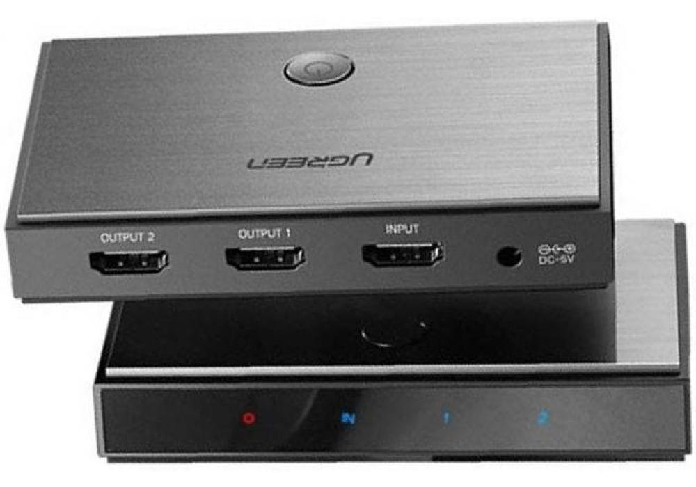 UGREEN 50707 HDMI Splitter 1 Input, 2 Output, Support 4K*2K@60HZ, 3D, HDCP2.2 , EDID, 4K*2K@60HZ within 5M AWG26, 1080P@60HZ within 10M AWG24 HDMI Cable, Black