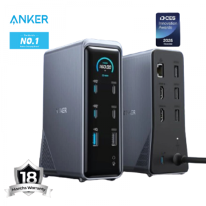 Anker Prime Charging Docking Station (14-in-1, Dual Display, 160W) charging and streaming – 4 USB-C, 5 USB-A, 2 HDMI, 1 audio and 1 Ethernet - 18 Month Warranty