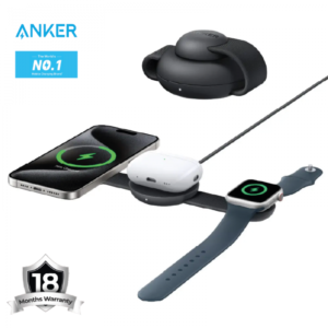 Anker MagGo 3-in-1 Foldable Charging Pad 15W Qi2 Wireless Charger B25M8 - Black / 18 Month Warranty