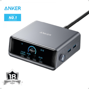 Anker Prime 250W USB C Charger, 6 Port GaN Ultra-Fast Charging Dock, 2.26" LCD Display, Smart Control Wheel, MacBook Pro/Air, iPhone 16/15/14, Pixel, Galaxy, Apple Watch, and More  / 18 Months Warranty