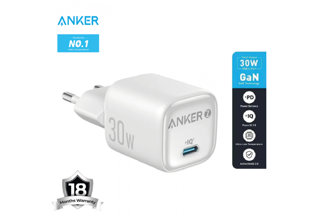 Anker Zolo A2698L21 Wall Charger Type-C 30W Fast Charging - White / 18 Months Warranty