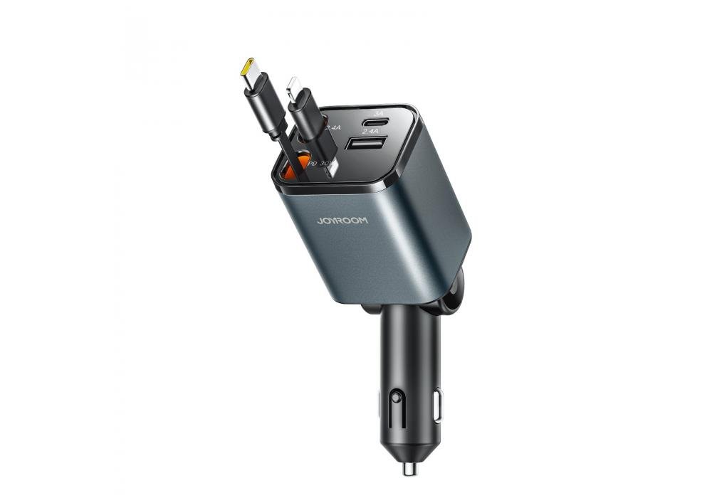 JOYROOM JR-CCL05 50W 4-in-1 Retractable Cable Car Charger Safer & Tider Fast Charging - 18 Months Warranty
