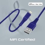 Promate USB-A to Lightning Cable, High Tensile 2.4A Super-Fast USB-A to Lightning Charger Data Sync for iPhone, iPad, AirPods Pro, PowerLine-Ai120 - Black/Blue/White