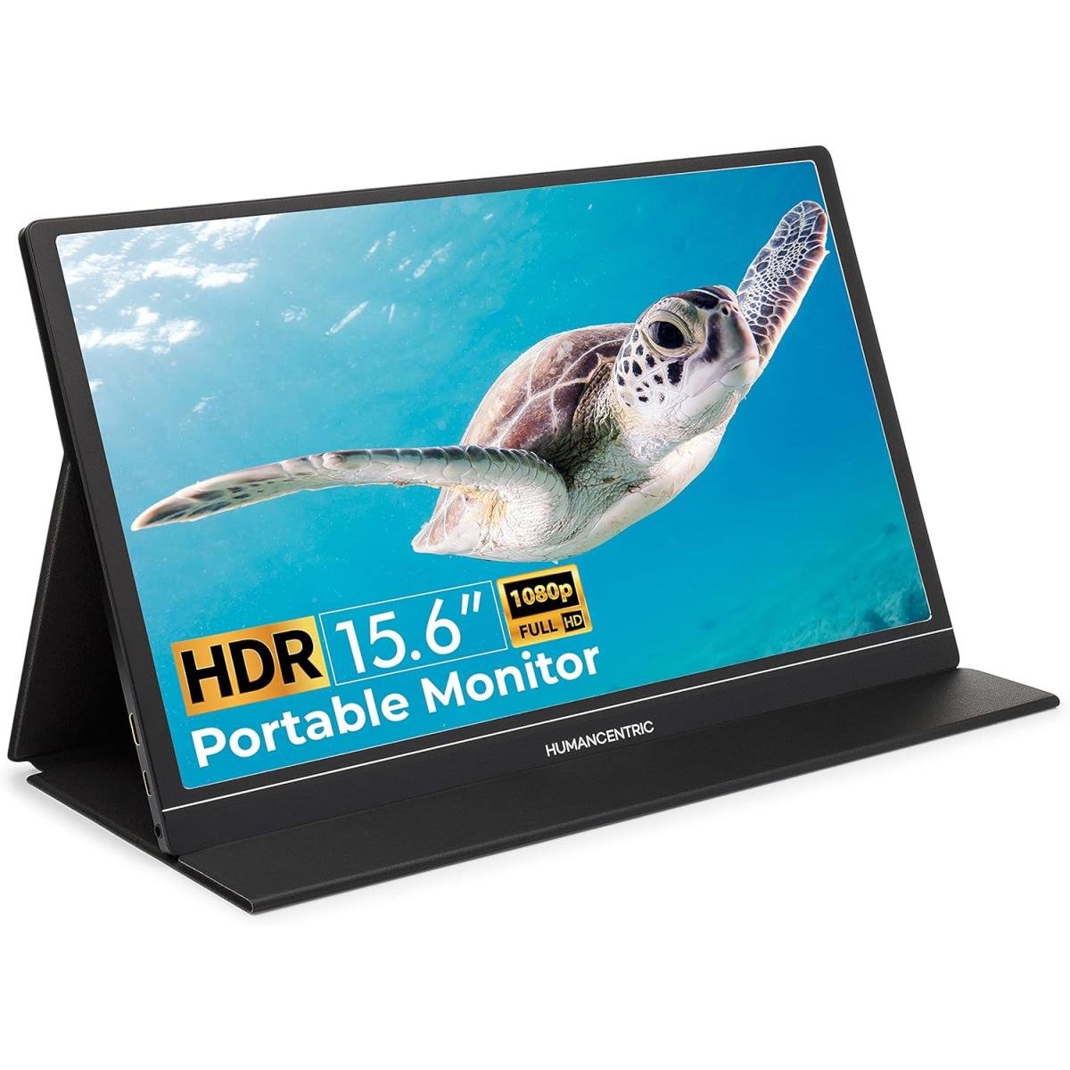 HUMANCENTRIC USB-C Ultra Slim Lightweight External & Portable Monitor 15.6" FHD IPS HDR w/ Mini HDMI Port, Dual Speakers, 3.5mm Audio Jack, Dual Orientation Support