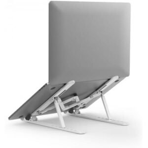 WiWU S500 Laptop Stand Adjustable Angle Silicone Mat Lightweight Foldable Stable Support Silver White