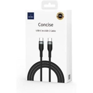 WIWU Wi-C017 Concise 100W Type-C To Type-C Charging Cable, 48 braided cable, aluminum alloy +TPE, E-Marker chip, Over-voltage & temperature protection 1.2M - Black
