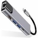 USB C Hub Multiport Adapter Splitter, 5in1, RJ45 100 Mbps, 4K HDTV, USB Hub with Ethernet Port, 5 in 1 RJ45 100 Mbps USB3.0 Aluminum - Image 3