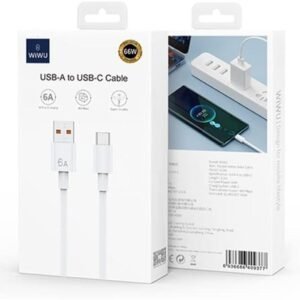 WIWU G104 66W Youpin Series USB to Type-C Data Cable 1.2m - White, White, 1.2 m