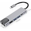 USB C Hub Multiport Adapter Splitter, 5in1, RJ45 100 Mbps, 4K HDTV, USB Hub with Ethernet Port, 5 in 1 RJ45 100 Mbps USB3.0 Aluminum - Image 4