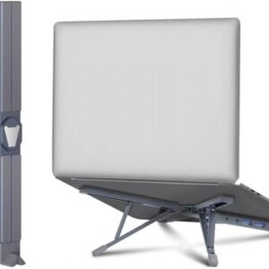 Portable Laptop Stand with Hidden Docking Station - Adjustable, Foldable, USB-C Ports, USB PD - Enhance Your Workstation Today, Grey