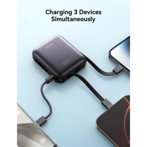 JOYROOM JR-PBF27 10000mAh Mini Power Bank 22.5W Fast Charging with Built-In Type-C & Lightning Dual Cables - 18 Month Warranty