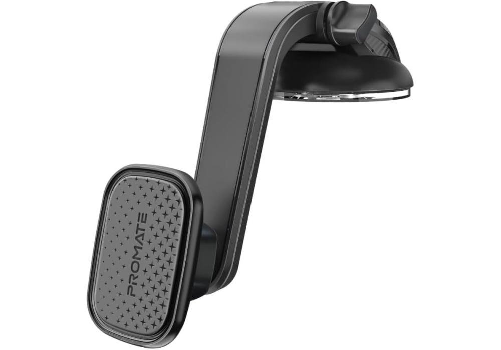 Promate Car Phone Holder, Magnetic Stick-On Dashboard Mobile Mount with 360 Degree Cradle-Free Design, Anti-Slip Grip and Magnetic Ring