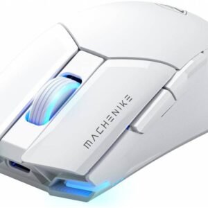 Machenike Wireless Gaming Mouse,26,000 DPI,PAW3395 Sensor,RGB Backlit,Ergonomic Design,6 Programmable Buttons,Long Battery Life,Ultra-Lightweight,White Gaming Mice Compatible with PC, Mac - White