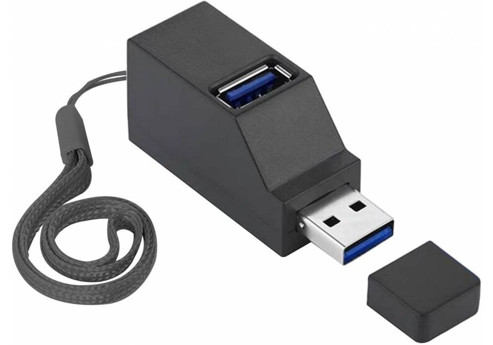 USB Port Splitter,3 Port USB 2.0 hub DockMini USB Hub, 3 Port 3.0 USB Hub High Speed Splitter Plug and Play, USB Splitter Adapter Portable for PC, Laptop - Black