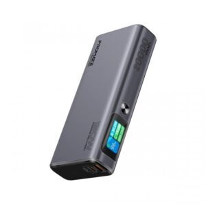 Promate 130W Laptop & Mobile Power Bank 20000mAh Smart TFT LCD Screen, USB-A QC 3.0, Dual Type-C Input/Output Ports Total Output 130W, Over-Heating Protection