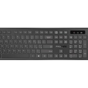 Promate Wireless Keyboard and Mouse Combo Kit, Slim Full-Size2.4Ghz Wireless Keyboard, 1600 DPI Ambidextrous Mouse, Nano USB Receiver, Quiet Keys, Angled Kickstand