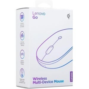 Lenovo Go Multi-Device Wireless Mouse, 2.4GHz Nano USB-C Receiver, Bluetooth, Adjustable DPI, USB-C Rechargeable Battery, Qi Wireless Charging, Ambidextrous, GY51C21211, Grey