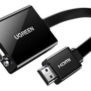 UGREEN Active HDMI to VGA Adapter with 3.5mm Audio Jack HDMI Male to VGA Female up to 1080P for PC Laptop Ultrabook Raspberry Pi Chromebook Black