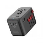 Promate Travel Adapter, Universal GaN Charge Adapter with 2000W AC Socket, 100W Four USB-C Power Delivery Ports, QC 3.0 Port, Auto-Resetting Fuse and Surge Protect for iPhone