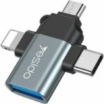 Yesido GS15 3 in 1 USB To Micro + Lightning + Type-C OTG Converter For Iphone & Samsung