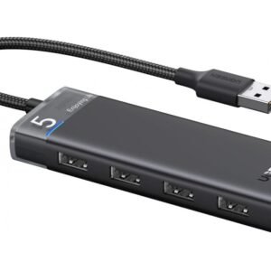 UGREEN CM219 4-Port USB 3.0 HUB 5Gbps High Speed Data Transmission with USB C Power Supply for PC, Laptop, Flash Drive, Mobile HDD, Windows