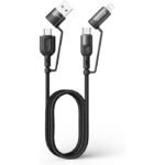 Mcdodo 4 in 1 Charging Cable, USB C, 4.8 ft (1.2 m), 3A, Fast Charging, QC 3.0, PD60W, High Speed Data Transfer, Alloy Connector, Reinforced Nylon Braid, Lightning/Type C, Multi-Function for Type-C