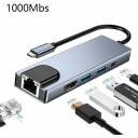 USB C Hub Multiport Adapter Splitter, 5in1, RJ45 100 Mbps, 4K HDTV, USB Hub with Ethernet Port, 5 in 1 RJ45 100 Mbps USB3.0 Aluminum - Image 5