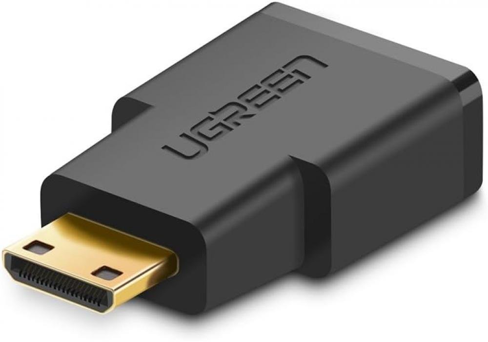 UGREEN Mini HDMI Male To HDMI Female Adapter, Gold Plated Compatible With Smartphones, Camcorder, Tablets and Cameras - Black