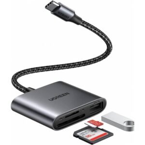 UGREEN USB C SD Card Reader 3 in 1 Type C External Memory Card Converter with USB Port for SD/TF/Micro SDXC/SDHC/MMC Compatible with iPhone 16/15 Pro Galaxy S24 MacBook iPad