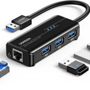 UGREEN USB 3.0 Hub Ethernet Adapter 10 100 1000 Gigabit Network Converter with 3 USB 3.0 Ports Hub Compatible with Laptop PC Nintendo Switch MacBook Mac Mini Surface and More