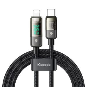 Mcdodo USB C to Lighting Cable 1.2m Transparent Data Cable PD Charger Digital Display Auto Power Off Dual Core Protection 36W