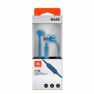 JBL TUNE T110 By Harman - In-Ear Headphone with One-Button Remote JBL Pure Bass Sound Plug: 3.5mm Dynamic Driver: 9mm  - Blue