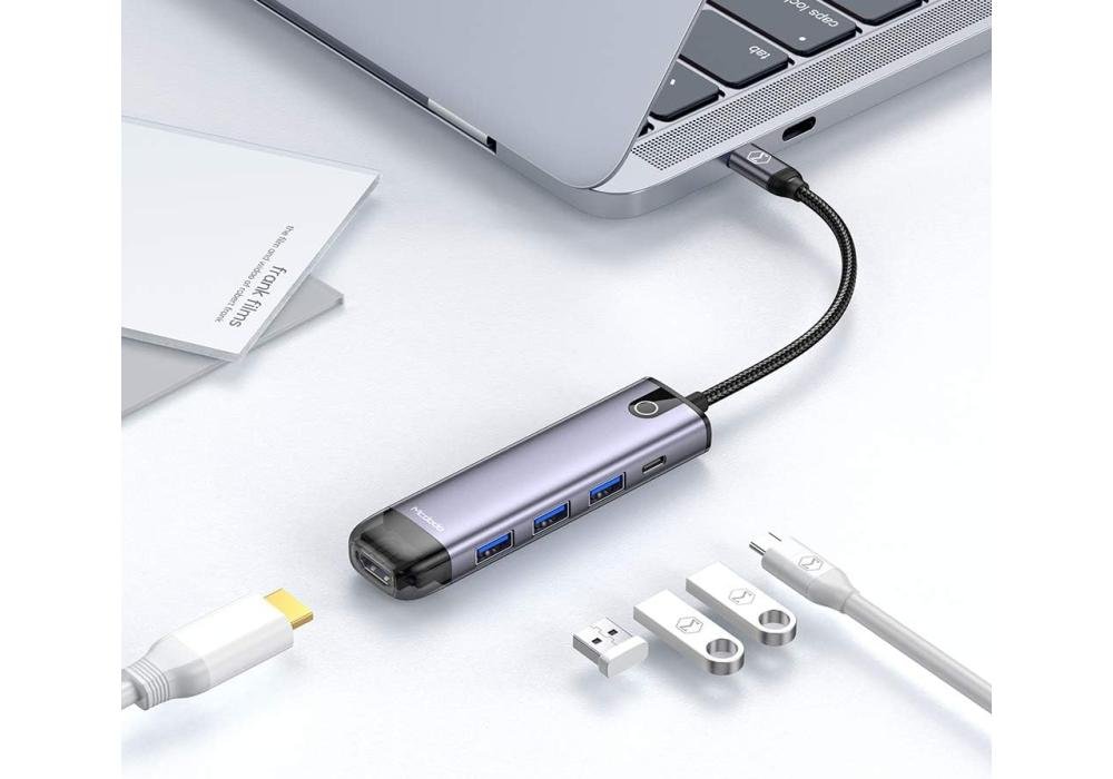 Mcdodo USB C Hub Adapter, 5 in 1 Type C Hub with 4K USB C to HDMI, 3 USB 3.0 Ports, 100W USB C PD Charging Thunderbolt 3, Compatible with MacBook Pro Air, Chromebook Pixel Laptop Phone