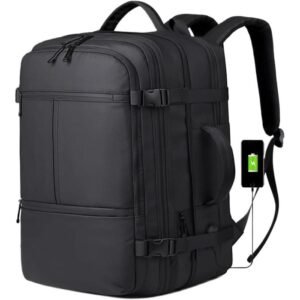 Ultimate Travel Backpack Up to 17" Laptop with USB Charging Port, 40L Capacity, Laptop Compartment, Waterproof, Perfect for Commuting, Travel, and Business Trips - Black