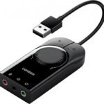 UGREEN USB External Stereo Sound Adapter, USB-A To 3.5mm Ear Mic Volume Control Adapter, 15cm - Black