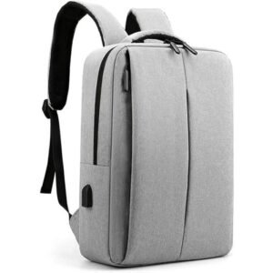 Business Premium Laptop Backpack With External Charging Port Scratch-Resistant Nylon Material Up to 15.6" - Gray