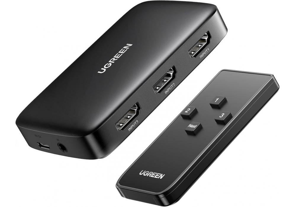 UGREEN HDMI Switch 3 in 1 Out 4K HDMI Splitter with Remote Supports HDR CEC 3D HDCP1.4 HDMI 3 Port Box Hub 4K 30Hz, Compatible with PS5 PS4 Xbox Fire Stick Roku Apple TV PC