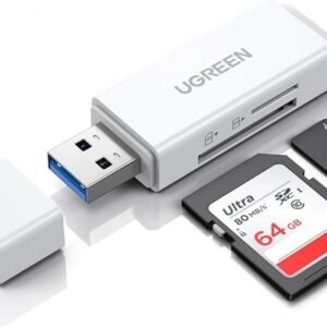 UGREEN SD Card Reader Memory Card Adapter USB 3.0 to UHS-I SD, Micro SD, SDXC, SDHC, Micro SDXC, Micro SDHC, MMC, RS-MMC Adaptor Hub with 2 Slots,Cap,keychain for MacBook Pro,Windows,Linux