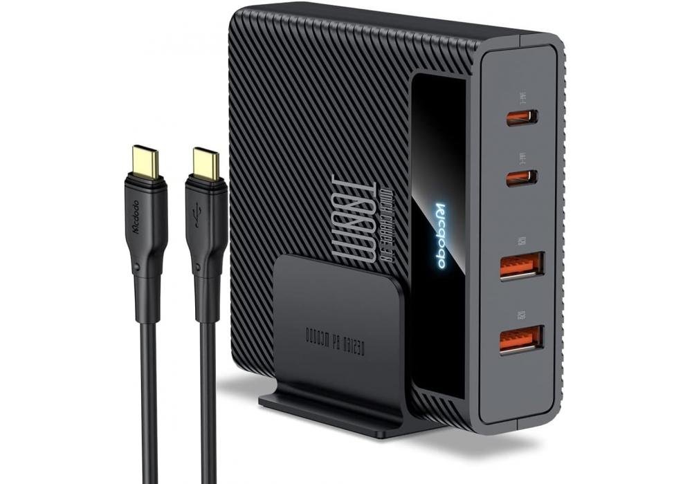 Mcdodo USB C Charger 100 W USB C Power Supply Fast Charger 4 Ports Fast Charging Station Multiple Charging Plug with USB C Cable GaN Charger for Mobile & Laptops - 18 Months Warranty