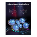 F12 Dazzle Mute Super Cyclone RGB Laptop Cooling Pad, Gaming Laptop Cooling Stand With Dual USB, Six Height-Adjustable Fans, Extra iPad/Phone Stand For 11 to 16" Laptops - Image 2