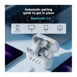 Machenike TH50 Wireless Earphones – Bluetooth 5.3, ANC AI Noise Reduction, IPX5, Low Latency, In-Ear Gaming & Sports Headset with Charging Case White