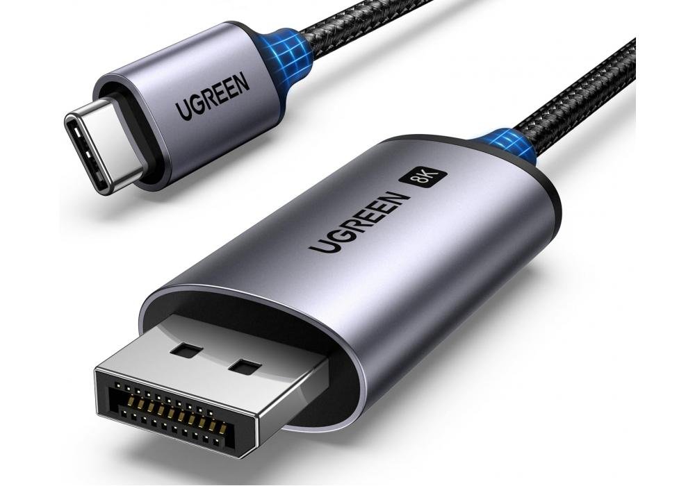 UGREEN USB C to DisplayPort 1.4 Cable 8K@60Hz 4K@240Hz Unidirectional Thunderbolt 4/3 to DisplayPort Cord USB C to DP 32.4Gbps Compatible iPhone 16, Samsung, MacBook